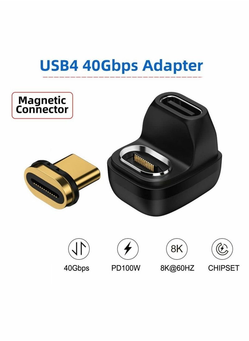 Y&D USB C Magnetic Adapter, USB4.0 Type Male to Female Opposite U Shape Back Angled 24 Pins Support Thunderbolt 4, PD 100W Charge, 40Gb/s Data Transfer, 8K Video Adapter for MacBook Devices  - Image 2
