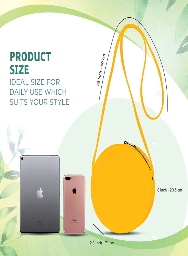 Lify Women's Stylish Mini Crossbody Bag, Fashion Circle Purse Clutch, Round Shoulder Wallet For Women/Girls - 1 Piece (Yellow) - Image 2