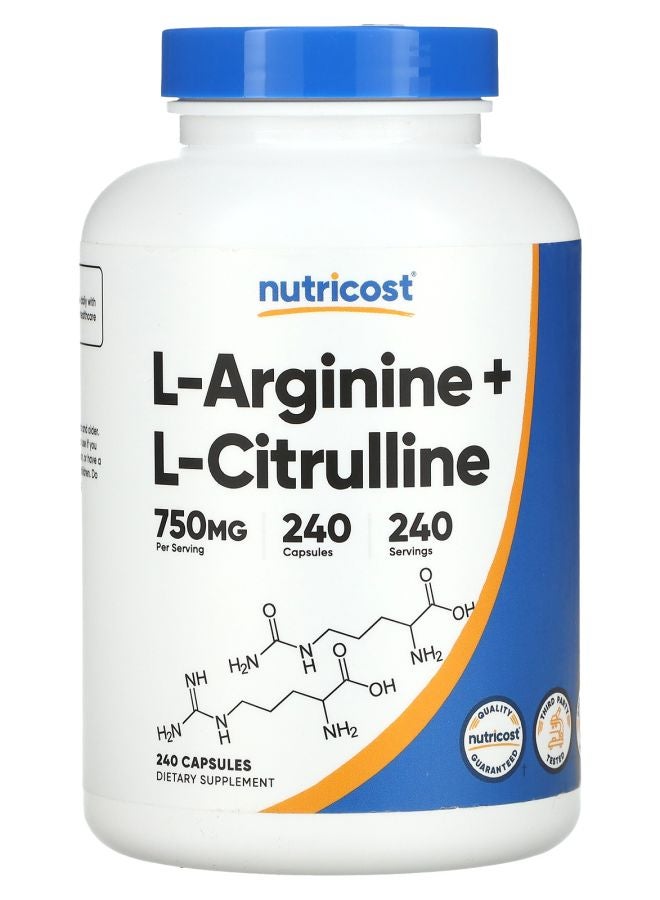 Nutricost L-أرجينين + L-سيترولين 240 كبسولة