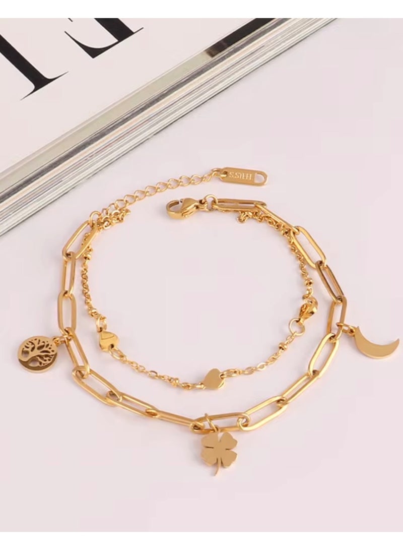 Noonflower Stylish & Trendy Stainless Steel Gold Plated Bracelet For Women - Image 3
