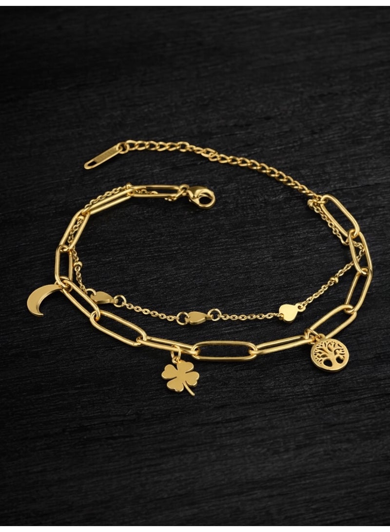 Noonflower Stylish & Trendy Stainless Steel Gold Plated Bracelet For Women - Image 2