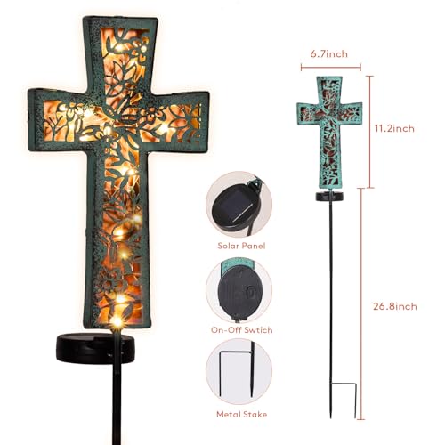 HUYIENO Solar Cross Garden Stake Lights 38inch Outdoor Waterproof Memorial Garden Decor 2 Lighting Modes Cemetery Decorations for Grave for Remembrance Gifts & Sympathy Gifts (Blue Cross) - Image 5