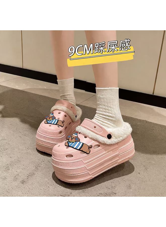 Summer Women's Ultra-thick 9cm Platform Clogs, Eva Height-increasing Slippers For Pee Women, Outdoor High-heeled Closed-toe Slippers