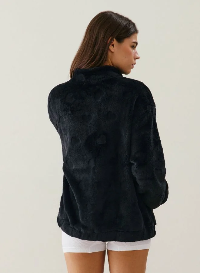 UNDIZ Fleece jacket with heart pattern