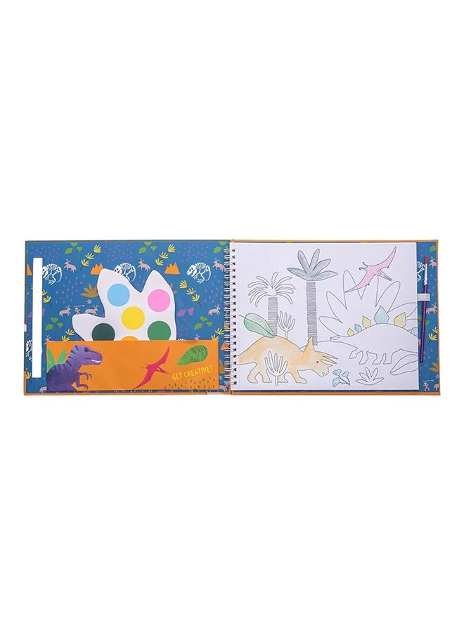 Floss & Rock Dino My Painting Pad – Kids Dinosaur Art Set | Watercolor Painting Kit with 8 Pictures, 8 Paint Palettes & 1 Brush | Craft Activity for Kids | Creative Painting Set