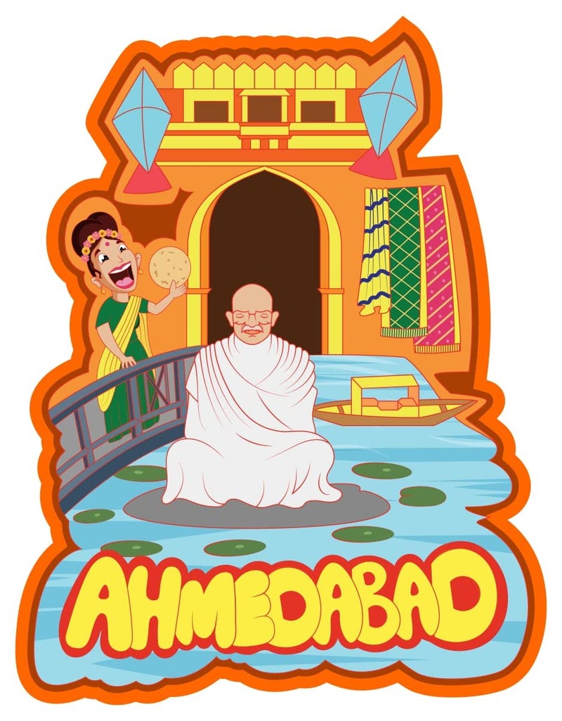Skywalk India Souvenir Wooden MDF Ahmedabad Fridge Magnet (Multicolour) - Image 3