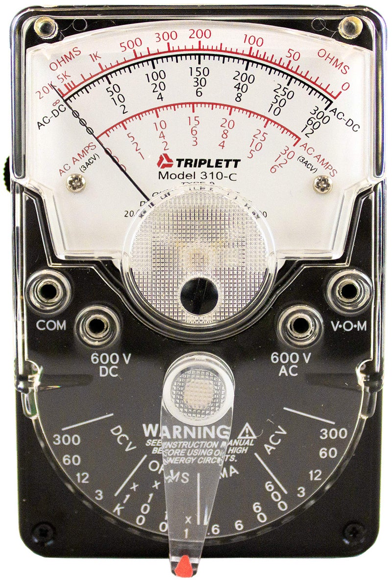 Triplett 3022 Model 310C HandSized Analog Multimeter with Polarity Reversing Switch ACDC Voltage DC Current Resistance