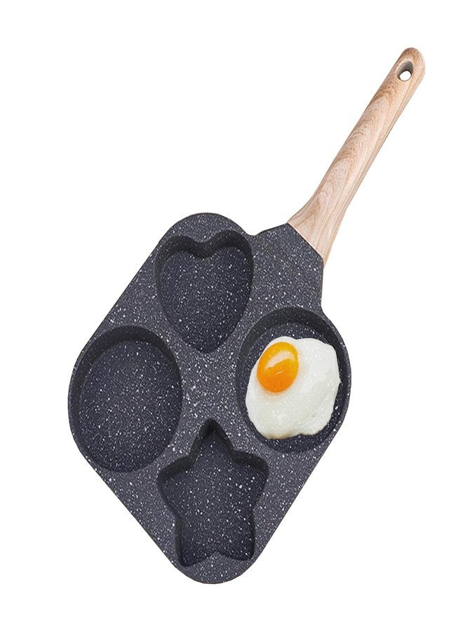 JUSTUP Nonstick Frying Pan,4-Cup Egg Pan Nonstick Divided Grill Frying Pan, 7.5 Inch Healthy Granite Egg Frying Pan with Anti-scald Handle, Breakfast Skillet for Eggs, Pancakes,Bacons (Black) - Image 1