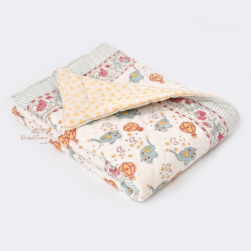 WORLDNEX Organic 100 Cotton Baby Quilt Ac Blanket Comforter 100 150cm 05 Years Design 4 - Image 1