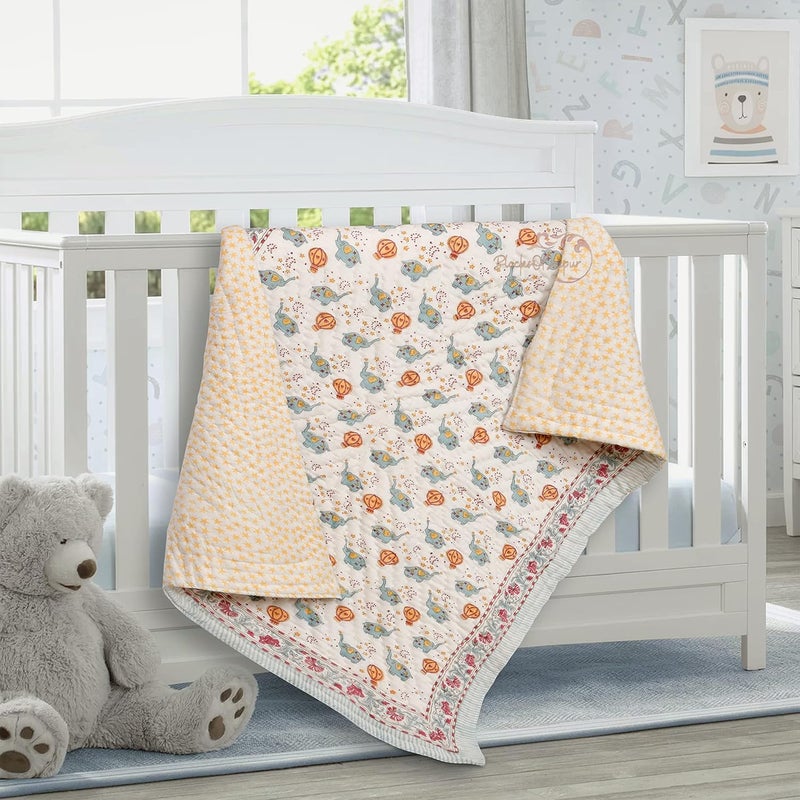 WORLDNEX Organic 100 Cotton Baby Quilt Ac Blanket Comforter 100 150cm 05 Years Design 4 - Image 3