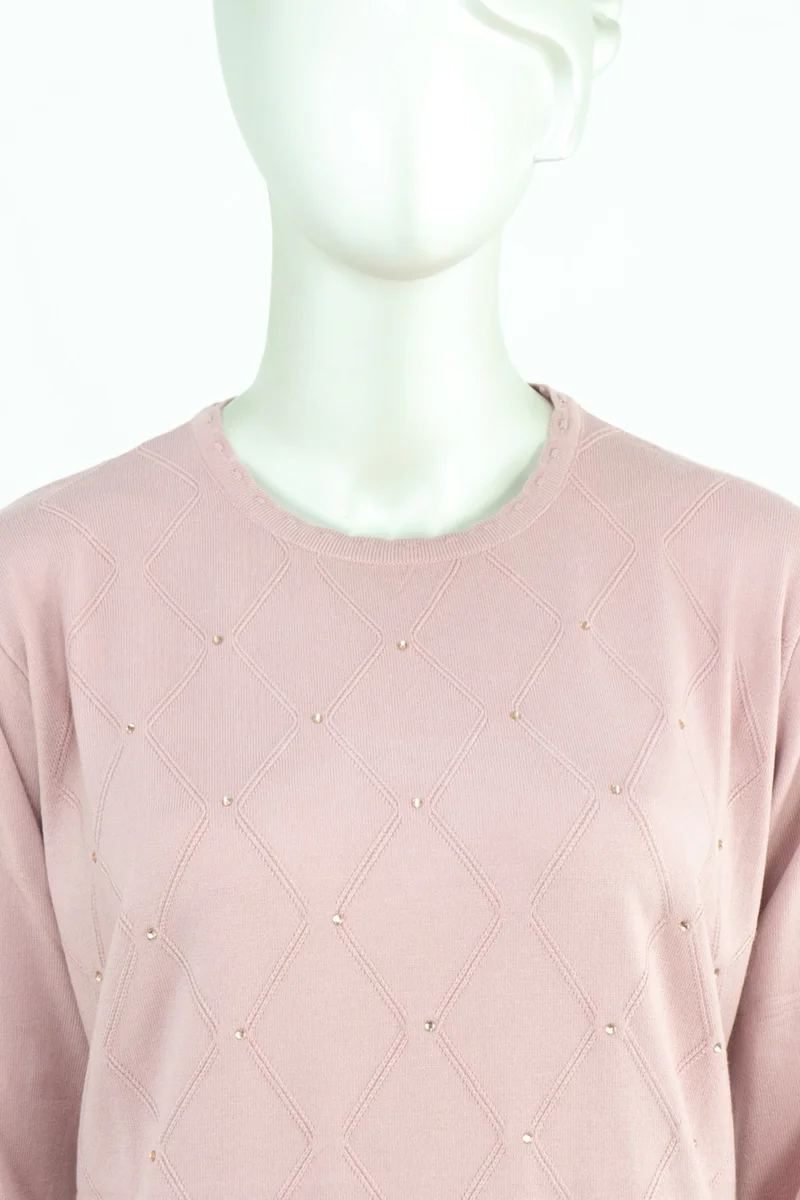 Oppland Women's Winter Stone Patterned Long Sleeve Regular Cut Lycra Woven Mother Sweater