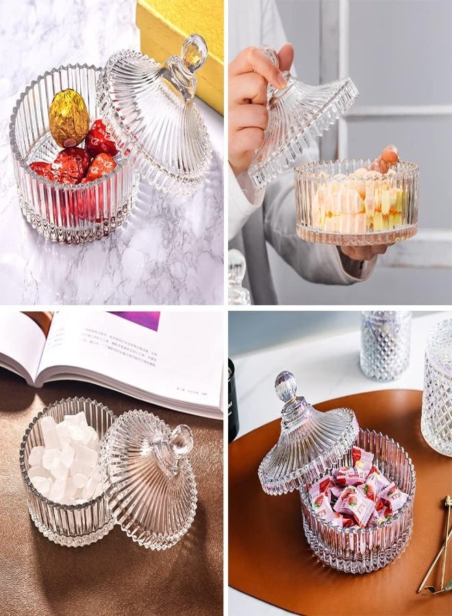 AKDC 300Ml/10Oz Glass Candy Dish With Lid Decorative Candy Bowl Crystal Covered Candy Jar Glass Apothecary Jar Wedding Candy Buffet Jar Tent Shaped Food Jar Container For Home Office Desk Gift (Clear) - Image 5