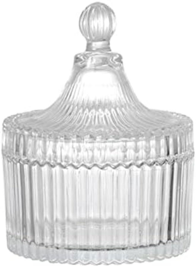 AKDC 300Ml/10Oz Glass Candy Dish With Lid Decorative Candy Bowl Crystal Covered Candy Jar Glass Apothecary Jar Wedding Candy Buffet Jar Tent Shaped Food Jar Container For Home Office Desk Gift (Clear) - Image 1