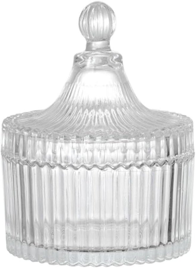 AKDC 300Ml/10Oz Glass Candy Dish With Lid Decorative Candy Bowl Crystal Covered Candy Jar Glass Apothecary Jar Wedding Candy Buffet Jar Tent Shaped Food Jar Container For Home Office Desk Gift (Clear) - Image 4