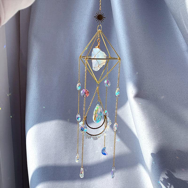 Cactopia Raw Crystal Suncatchers, Rainbow Maker for Window, Balcony, Garden, Boho Decor & Gifting (Opalite) - Image 1