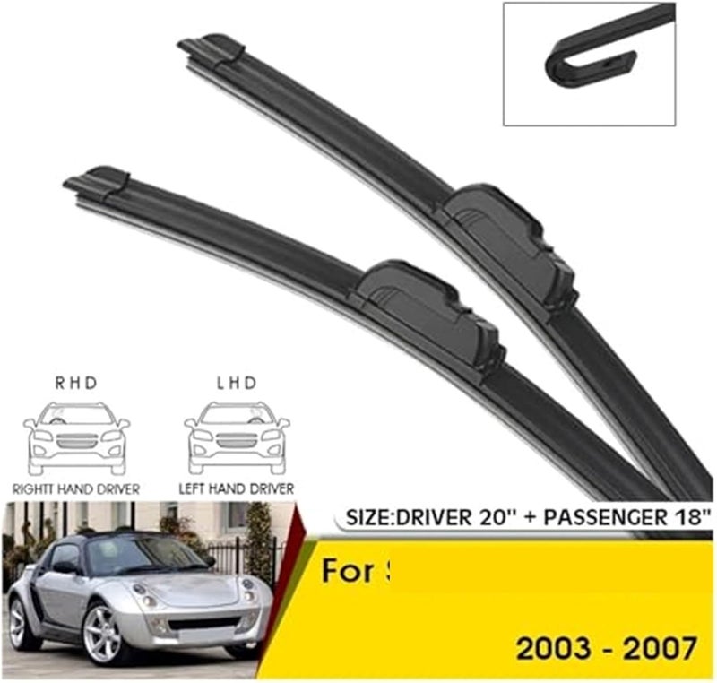 DEMULAX Car Front Wiper Blades for Smart Roadster 2003-2007 - Image 2