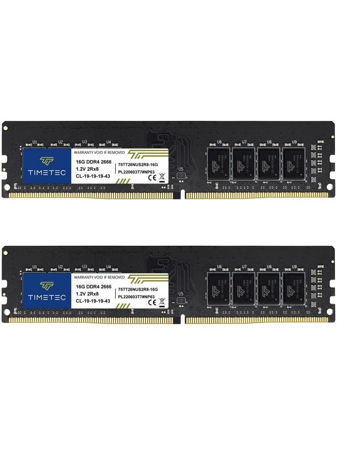 32GB KIT (2x16GB) DDR4 2666MHz (PC4-2666V) PC4-21300 UDIMM Desktop RAM – 288-Pin 1.2V CL19 Non-ECC Unbuffered DIMM Memory Module Upgrade