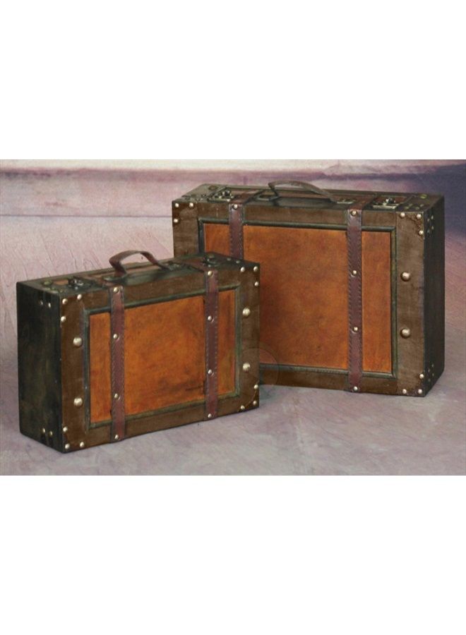 vintiquewise (TM Old Style Suitcase/Decorative Box with Straps, Set of 2 - Image 2