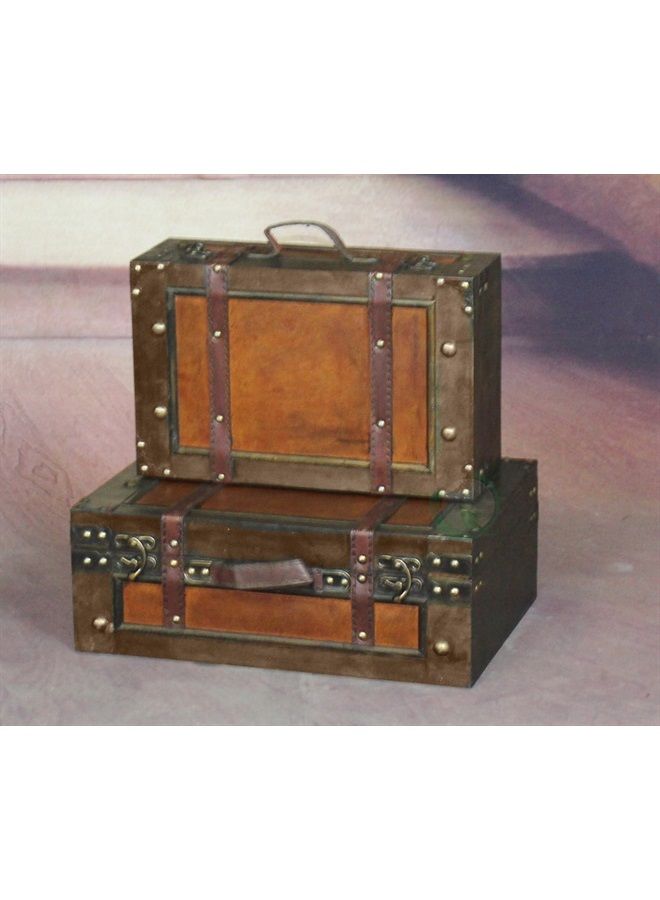 vintiquewise (TM Old Style Suitcase/Decorative Box with Straps, Set of 2 - Image 3