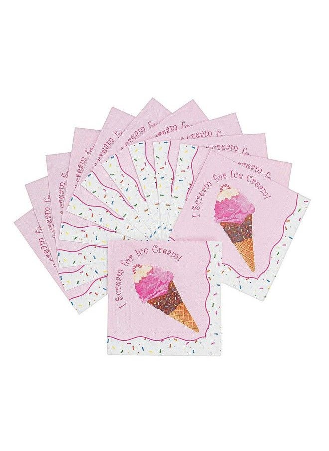 Fun Express I Scream For Ice Cream Beverage Napkins For Birthday Party Supplies Print Tableware Print Napkins Birthday 16 Pieces  - Image 1