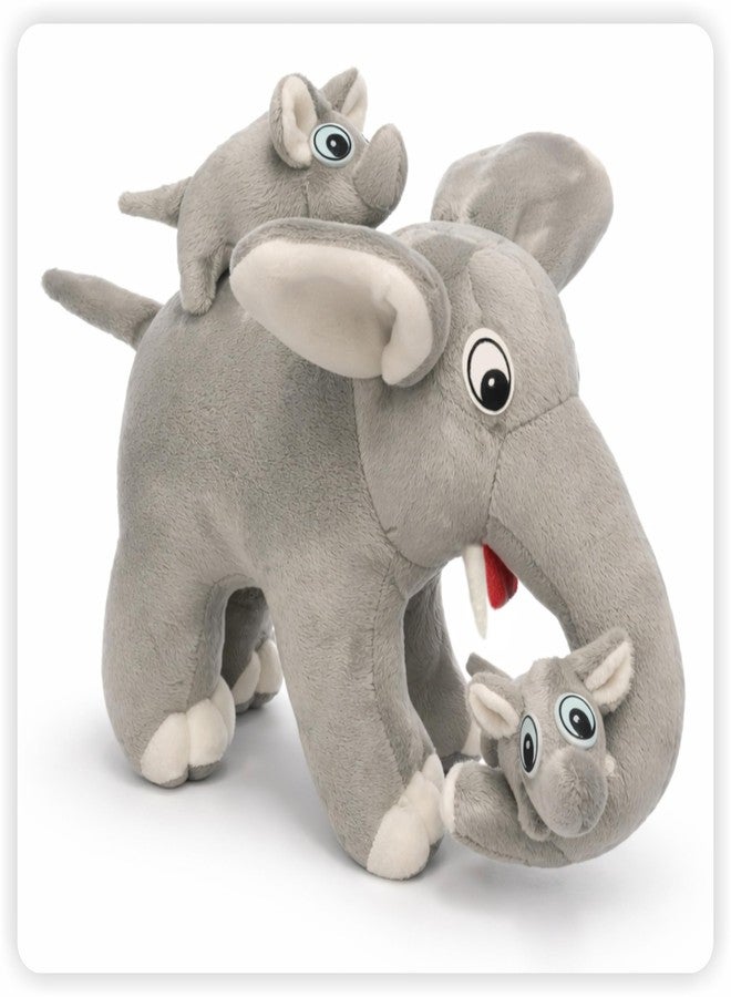 Aruvia Mother Elephant Soft Toy with 2 Baby Elephants | Cute Elephant Plush Stuffed Toy | Soft & Cuddly Animal Doll for Kids | Gift for Baby & Toddlers - Image 1