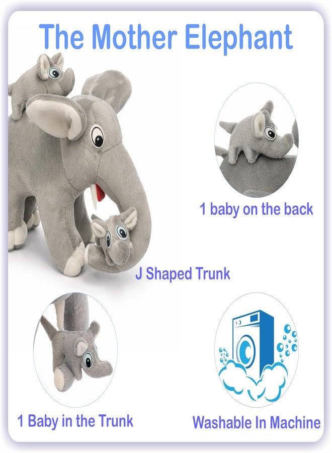 Aruvia Mother Elephant Soft Toy with 2 Baby Elephants | Cute Elephant Plush Stuffed Toy | Soft & Cuddly Animal Doll for Kids | Gift for Baby & Toddlers - Image 5