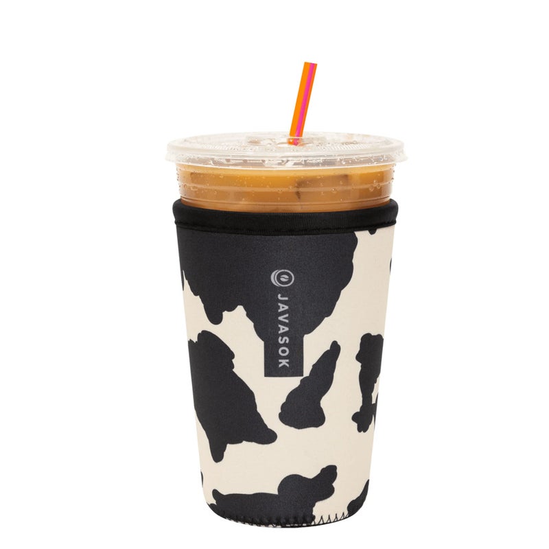 Sok It Sok It JavaSok Iced Coffee  Cold Soda Insulated Neoprene Cup Sleeve Cow Print Medium 2228oz 