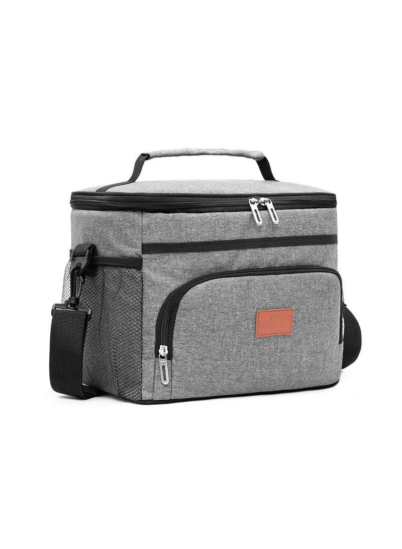 Y&D Insulated Lunch Bag, Thermal Bag with Adjustable Shoulder Strap, Cooler for Office, School, Picnic, and Beach(Grey)  - Image 1