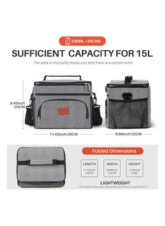 Y&D Insulated Lunch Bag, Thermal Bag with Adjustable Shoulder Strap, Cooler for Office, School, Picnic, and Beach(Grey)  - Image 2