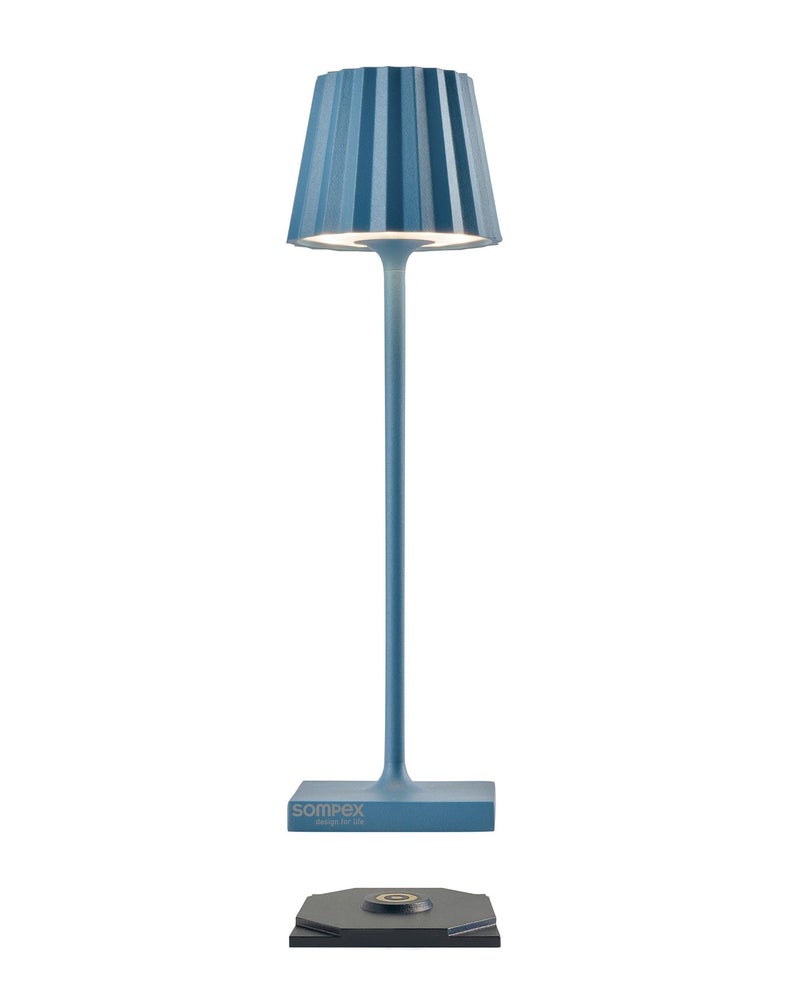 Sompex Troll Nano Table Lamp (Matte finish) | Indoor & Outdoor | 2 light colours | Stepless touch dimmer | 1.6W LED Battery Operated | Aluminium | 54 (splash and dust proof) 10 x 21 cm - Blue - Image 3