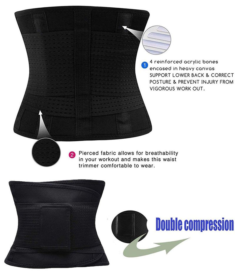 serveuttam Waist Trainer Belt for Women - Waist Cincher Trimmer - Slimming Body Shaper Belt - Sport Girdle Belt (Black, L-XL) - Image 2