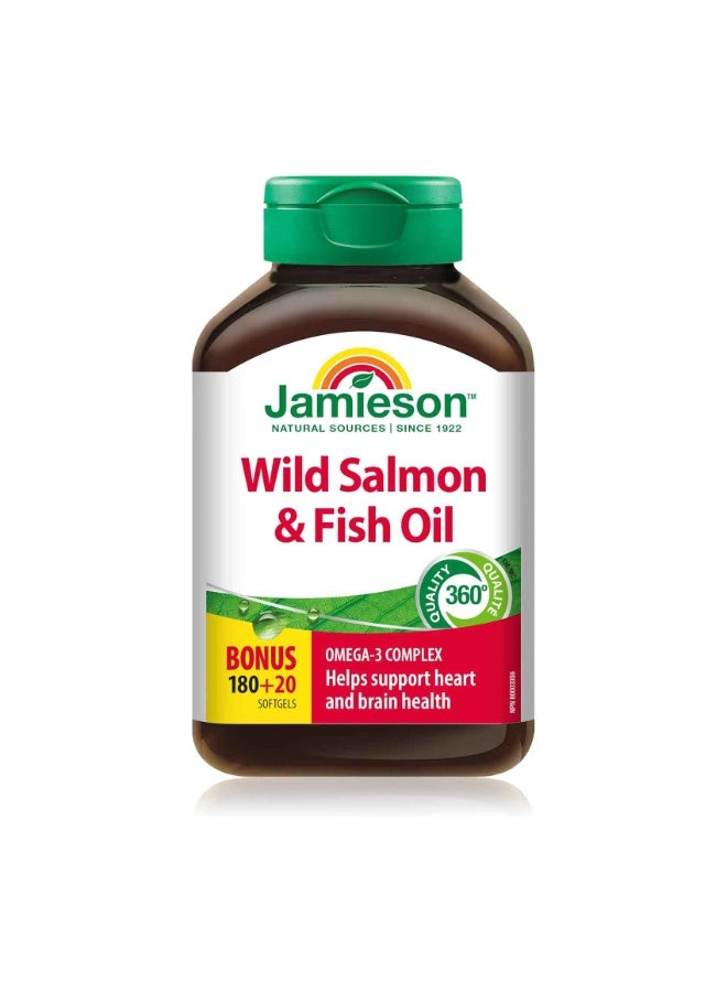 Jamieson Wild Salmon and Fish Oil 1,000 mg Softgels 200 Counts - Image 1