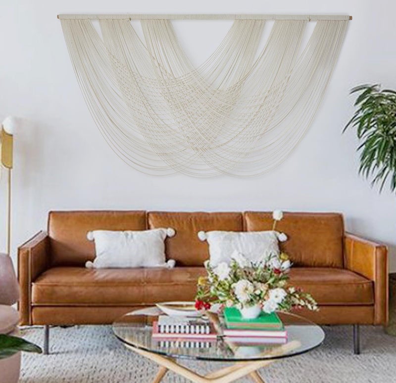 Flber Macrame Wall Hanging Large 57.00" W x 31.00" L Macrame Wall Decor Large Yarn Tapestry Home Boho Wall Decor - Image 3