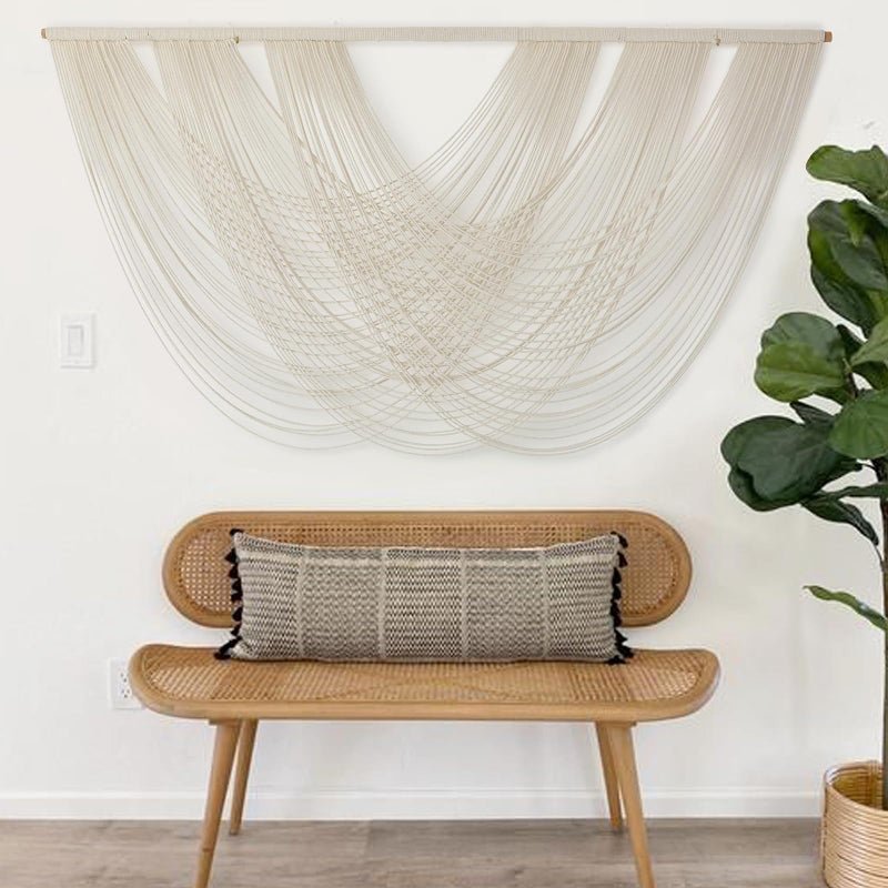 Flber Macrame Wall Hanging Large 57.00" W x 31.00" L Macrame Wall Decor Large Yarn Tapestry Home Boho Wall Decor - Image 2