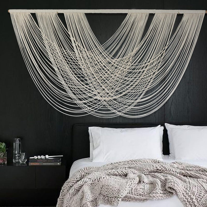 Flber Macrame Wall Hanging Large 57.00" W x 31.00" L Macrame Wall Decor Large Yarn Tapestry Home Boho Wall Decor - Image 1