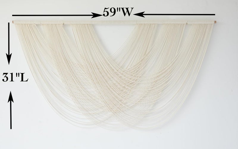 Flber Macrame Wall Hanging Large 57.00" W x 31.00" L Macrame Wall Decor Large Yarn Tapestry Home Boho Wall Decor - Image 4