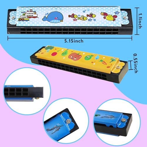 BANBALLON 10 Sets Harmonica with Organza Gift Bags Music Party Favors 16 Holes Cartoon Harmonica Musical Instrument for Musical Party Gift Kid Musical Instrument Toys (Style 3) - Image 4