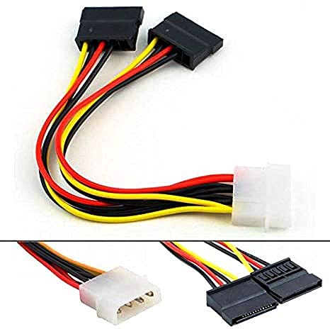 LipiWorld® 4 Pin Molex to 15 Pin Female Dual SATA Power Copper Serial ATA Adapter Y-Cable Hard Drive Extension Cable 4Pin to Dual Sata Female (Pack Of 1) - Image 3