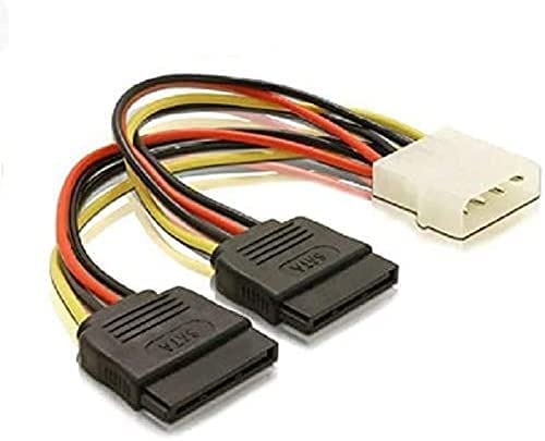 LipiWorld® 4 Pin Molex to 15 Pin Female Dual SATA Power Copper Serial ATA Adapter Y-Cable Hard Drive Extension Cable 4Pin to Dual Sata Female (Pack Of 1) - Image 1