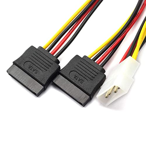 LipiWorld® 4 Pin Molex to 15 Pin Female Dual SATA Power Copper Serial ATA Adapter Y-Cable Hard Drive Extension Cable 4Pin to Dual Sata Female (Pack Of 1) - Image 4