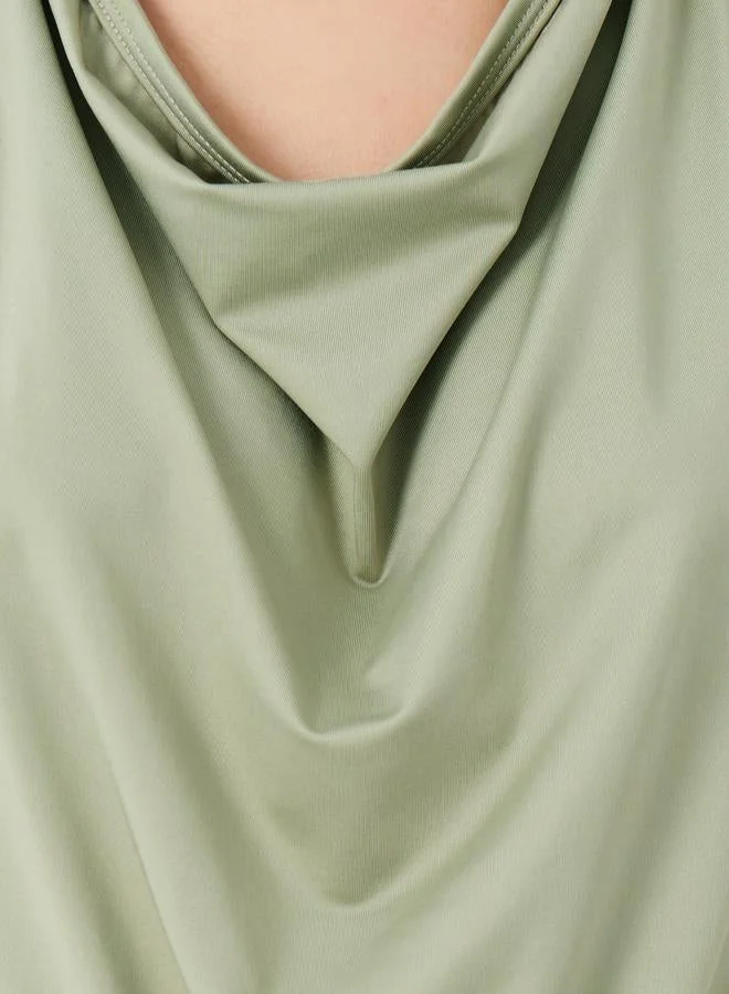 Take Two Solid Cowl Neck Sleeveless Top