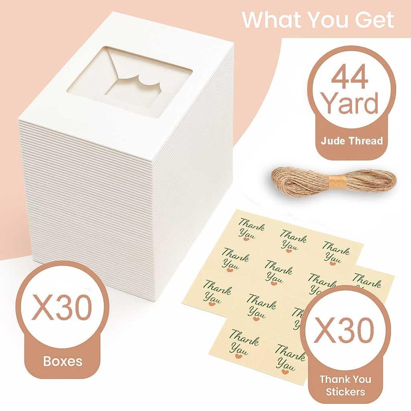 Leafiew 30 Pack Cookie Boxes with Window for Gift Giving â€“ 9x6x3 Inches Bakery Boxes - Small Cookie Containers for Treats, Desserts, Strawberries, Cupcake, Pastry, Charcuterie, Baked Goods (Brown) - Image 3