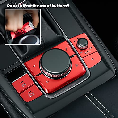 ANFOKAS 8pcs Compatible with Mazda 3 CX-30 CX-50 2025 2024 2023 2022 2021 2020 Accessories Car Center Console Cover Gears Gear Panel Gear Shift Knob Button Cover Trims -Red - Image 3