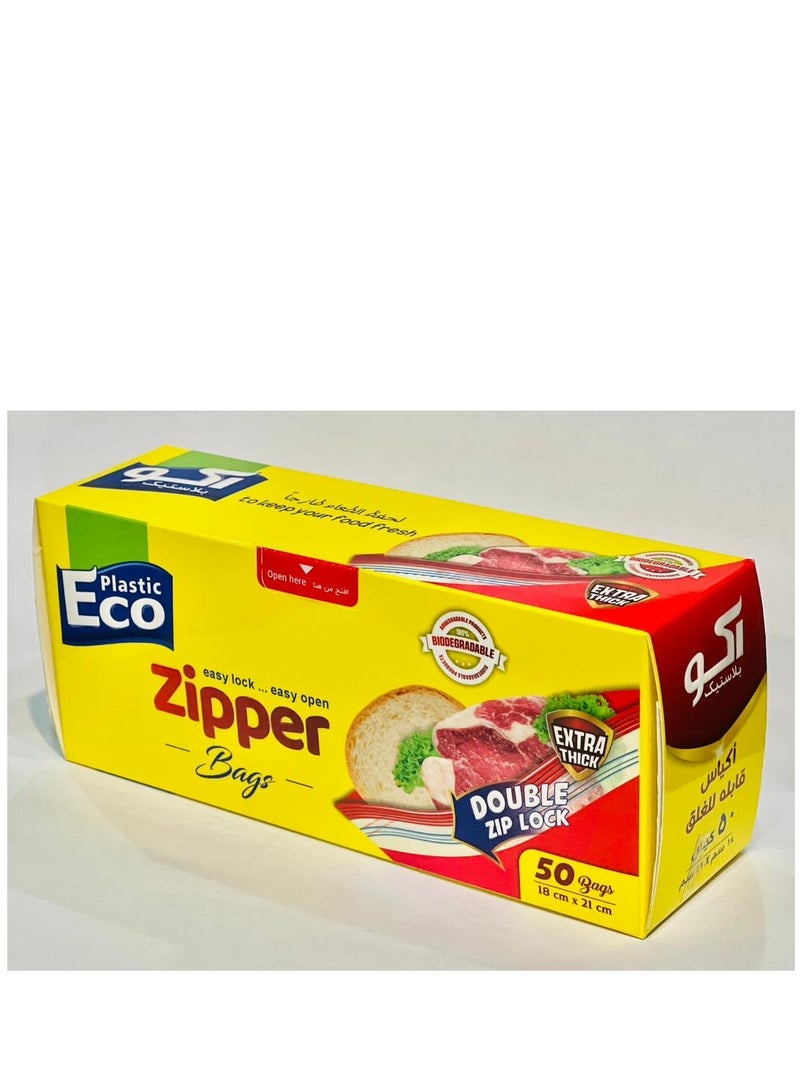 ECO Plastic 2 PACK OF ECO plastic Zipper Sandwich Bags 50 Bags  Size 18x21cm Double Zip Lock  Extra Thick  - Image 4