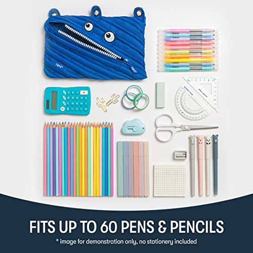 ZIPIT Monster Pencil Case for Kids, Cute 3-Ring Binder Pencil Pouch for Boys, Girls and Teens, Stationery Bag for School ,Blue - Image 4