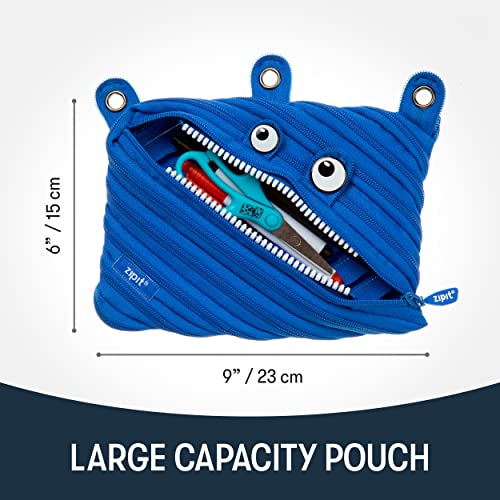 ZIPIT Monster Pencil Case for Kids, Cute 3-Ring Binder Pencil Pouch for Boys, Girls and Teens, Stationery Bag for School ,Blue - Image 2