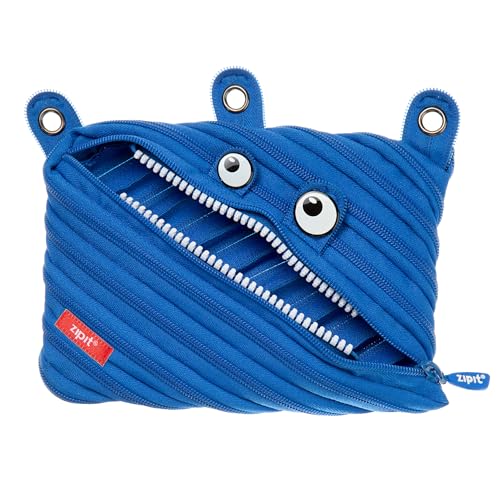 ZIPIT Monster Pencil Case for Kids, Cute 3-Ring Binder Pencil Pouch for Boys, Girls and Teens, Stationery Bag for School ,Blue - Image 1
