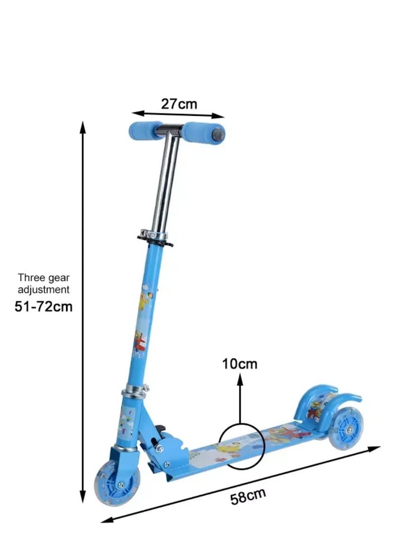 Three-wheeled children's scooter – foldable with adjustable height and fun cartoon design - Image 2