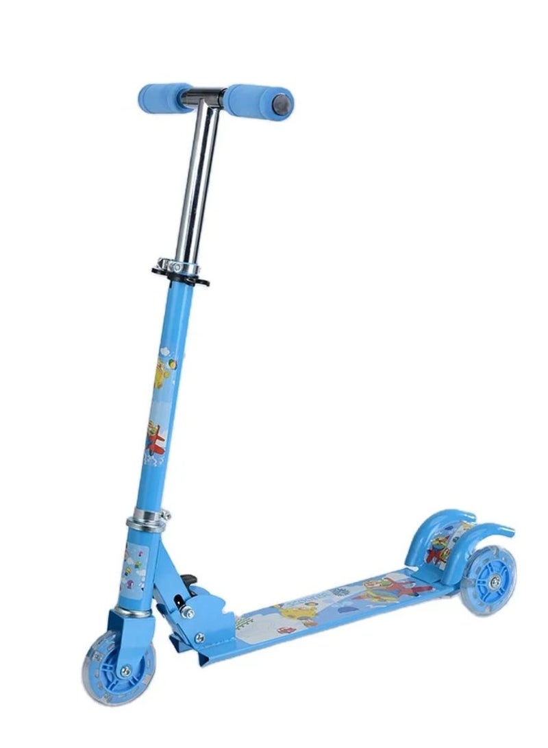 Three-wheeled children's scooter – foldable with adjustable height and fun cartoon design - Image 1
