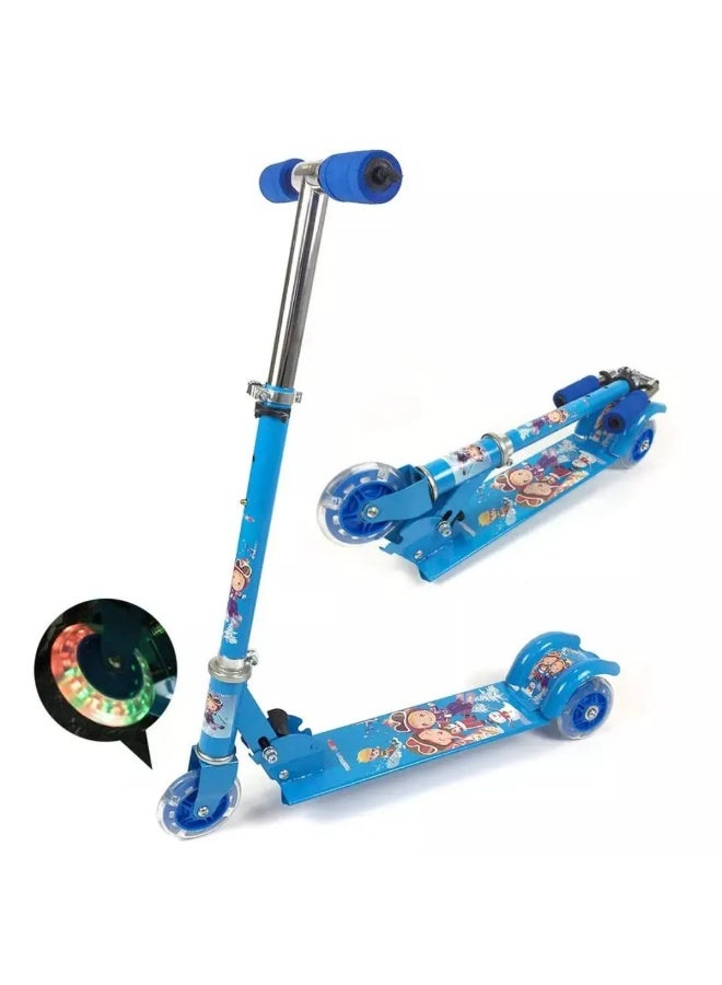 Three-wheeled children's scooter – foldable with adjustable height and fun cartoon design - Image 3